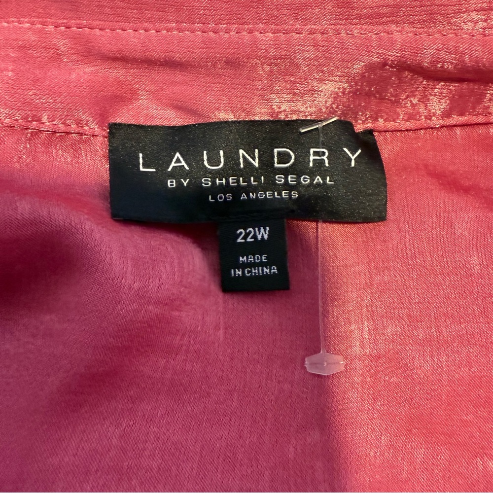 LAUNDRY BY SHELLI SEGAL New Pink Flowy Blouse Button Down Satin Plus Size 22W - Picture 11 of 15